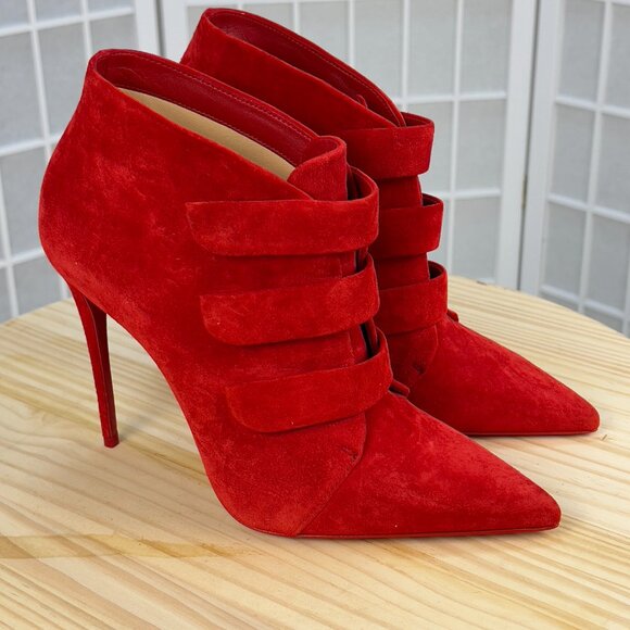 TRINIBOOT CHRISTIAN LOUBOUTIN BOOTS RED Size 38 EUR (Size 8 US) - Picture 3 of 16